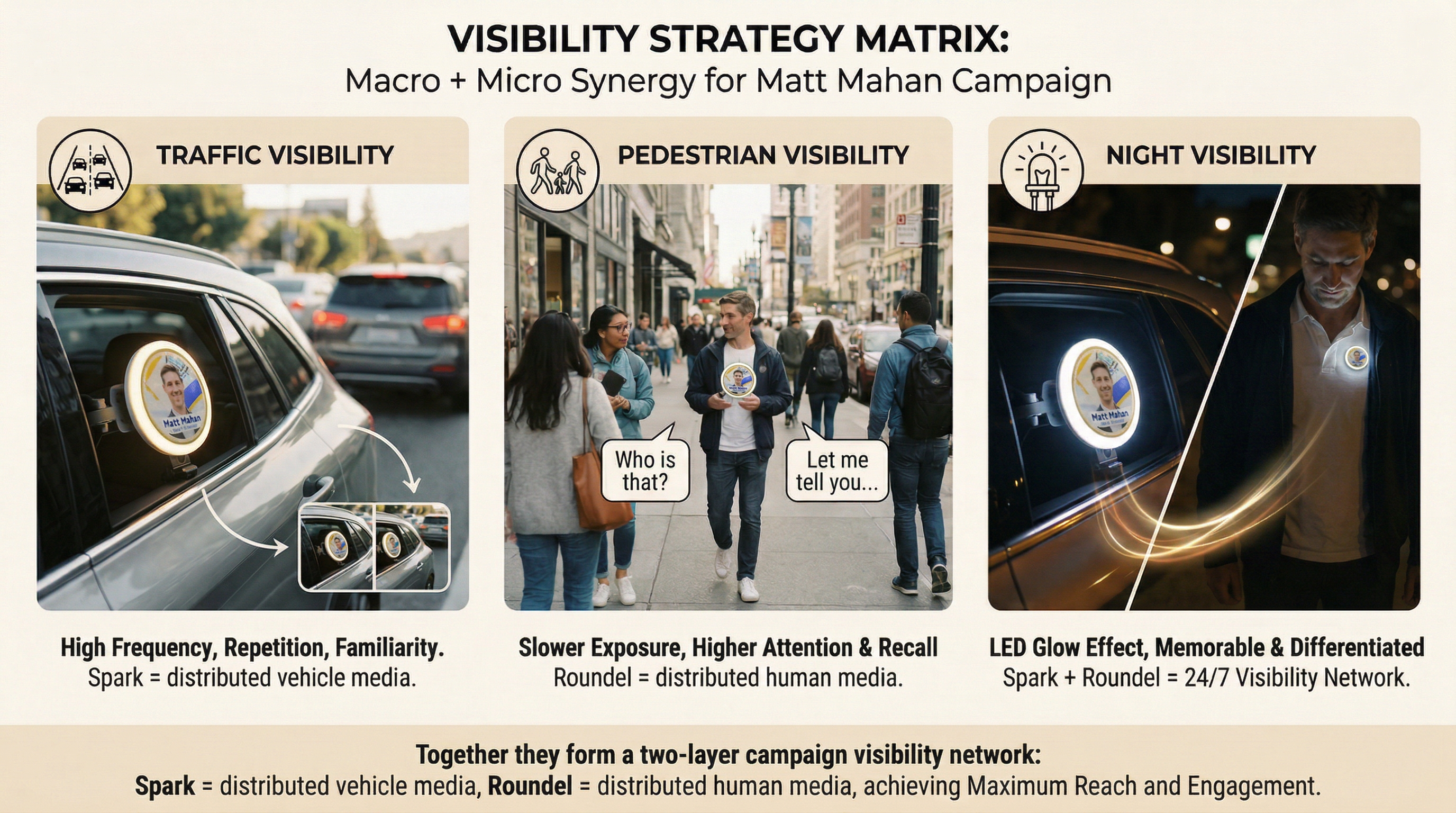 Visibility Strategy Matrix — Traffic · Pedestrian · Night