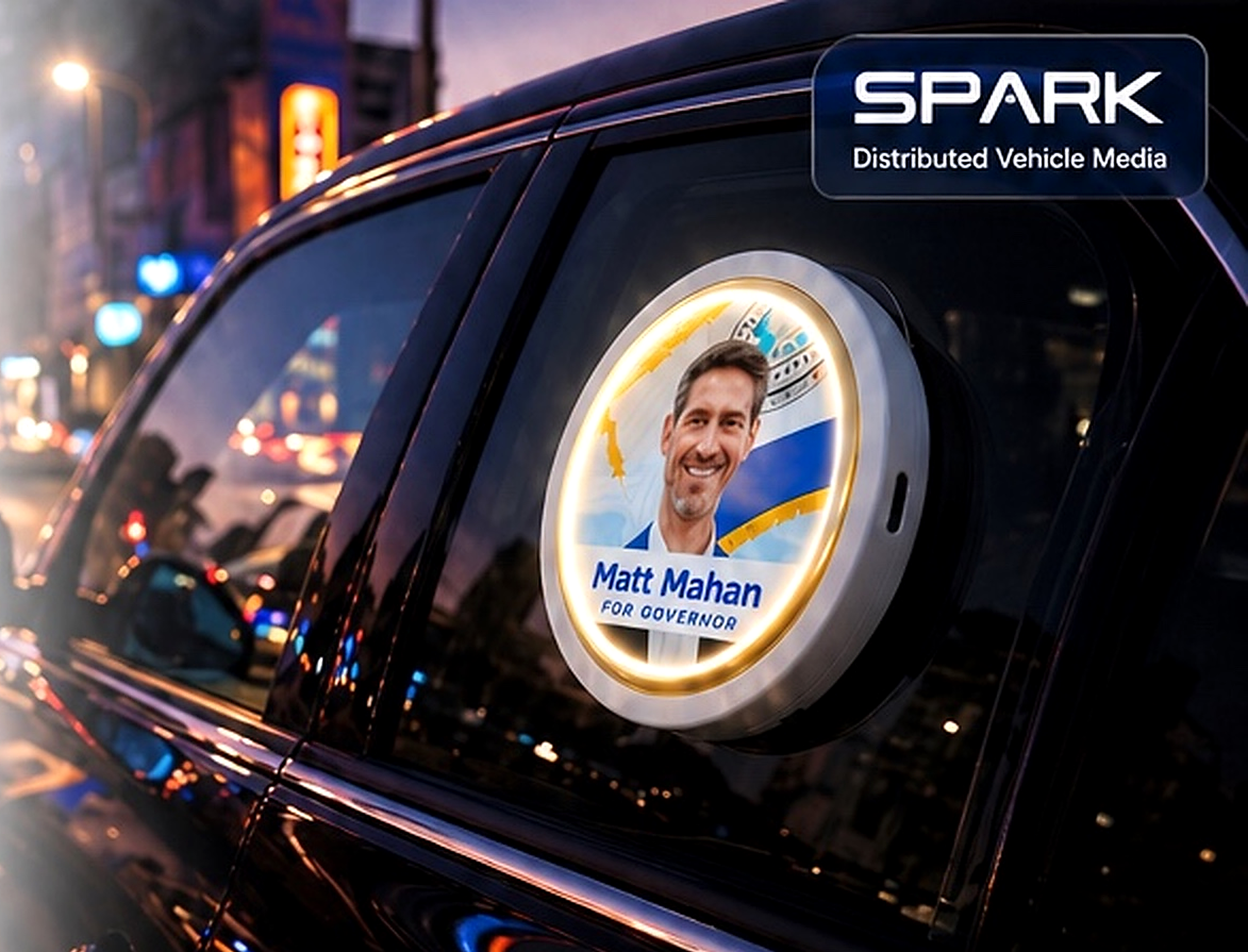 Spark — LED display on vehicle rear window